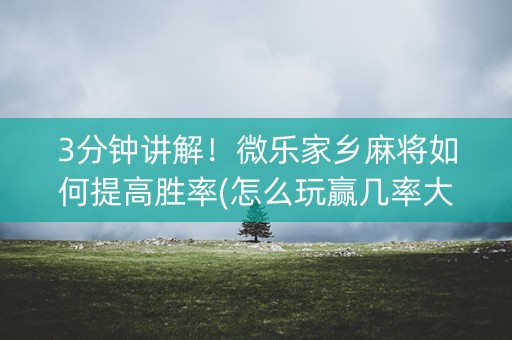 3分钟讲解！微乐家乡麻将如何提高胜率(怎么玩赢几率大)