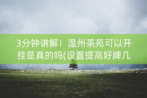 3分钟讲解！温州茶苑可以开挂是真的吗(设置提高好牌几率)