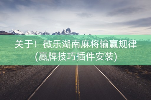 关于！微乐湖南麻将输赢规律(赢牌技巧插件安装)