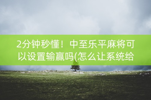 2分钟秒懂！中至乐平麻将可以设置输赢吗(怎么让系统给自己好牌)