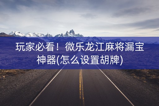 玩家必看！微乐龙江麻将漏宝神器(怎么设置胡牌)
