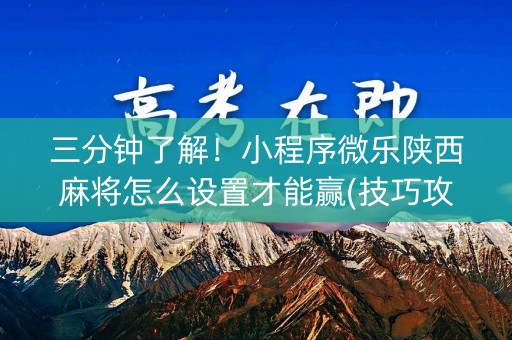三分钟了解！小程序微乐陕西麻将怎么设置才能赢(技巧攻略怎样拿好牌)