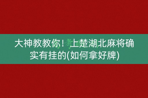 大神教教你！上楚湖北麻将确实有挂的(如何拿好牌)