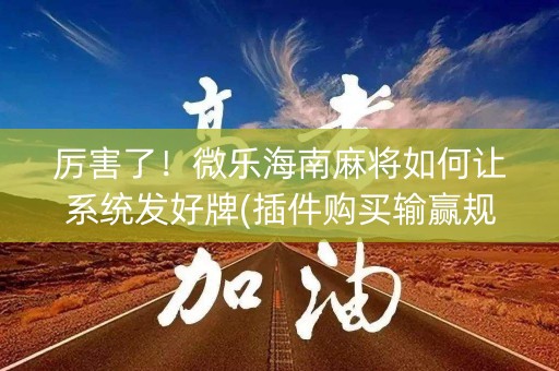 厉害了！微乐海南麻将如何让系统发好牌(插件购买输赢规律)