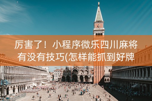 厉害了！小程序微乐四川麻将有没有技巧(怎样能抓到好牌)