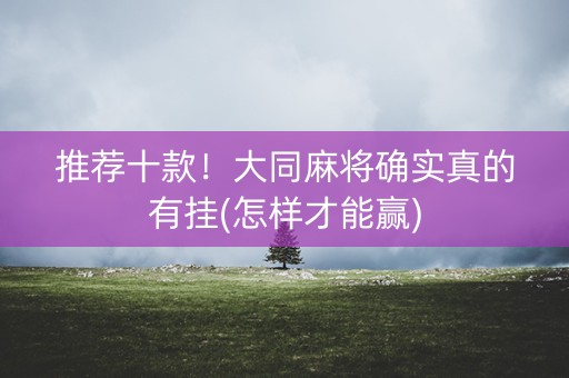 推荐十款！大同麻将确实真的有挂(怎样才能赢)