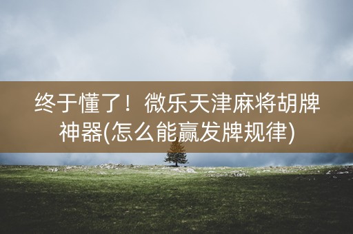 终于懂了！微乐天津麻将胡牌神器(怎么能赢发牌规律)