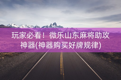 玩家必看！微乐山东麻将助攻神器(神器购买好牌规律)