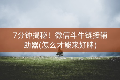 7分钟揭秘！微信斗牛链接辅助器(怎么才能来好牌)