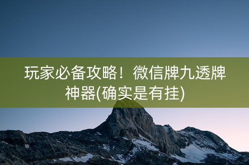 玩家必备攻略！微信牌九透牌神器(确实是有挂)