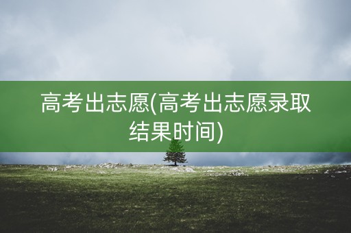 高考出志愿(高考出志愿录取结果时间)