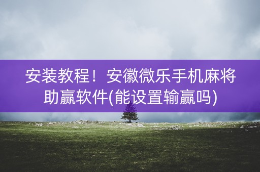 安装教程！安徽微乐手机麻将助赢软件(能设置输赢吗)