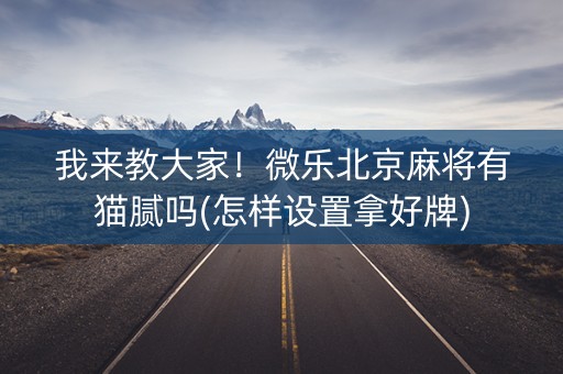我来教大家！微乐北京麻将有猫腻吗(怎样设置拿好牌)