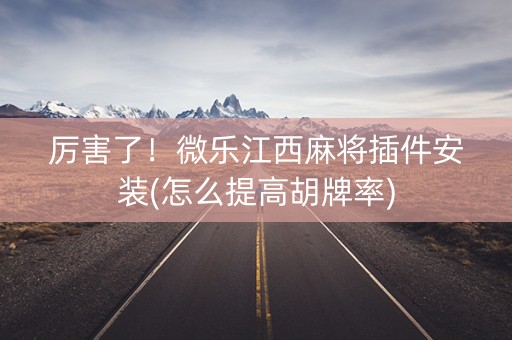 厉害了！微乐江西麻将插件安装(怎么提高胡牌率)