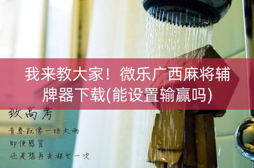 我来教大家！微乐广西麻将辅牌器下载(能设置输赢吗)