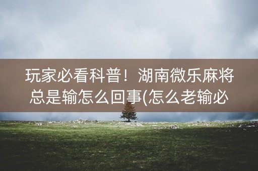 玩家必看科普！湖南微乐麻将总是输怎么回事(怎么老输必备神器)