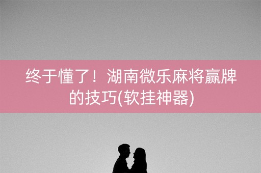 终于懂了！湖南微乐麻将赢牌的技巧(软挂神器)