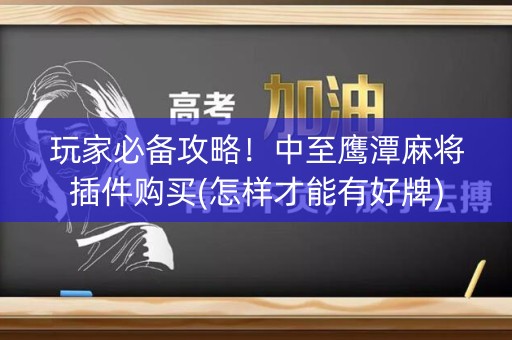 玩家必备攻略！中至鹰潭麻将插件购买(怎样才能有好牌)