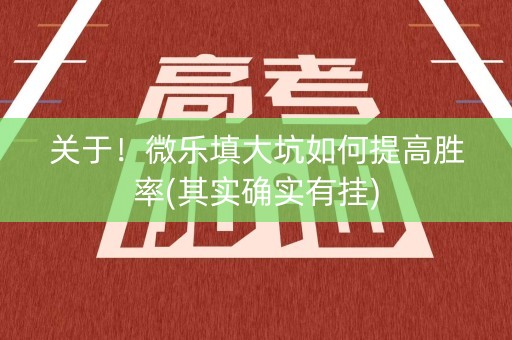 关于！微乐填大坑如何提高胜率(其实确实有挂)