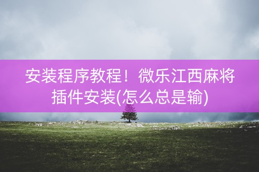 安装程序教程！微乐江西麻将插件安装(怎么总是输)