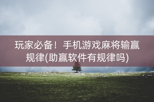 玩家必备！手机游戏麻将输赢规律(助赢软件有规律吗)