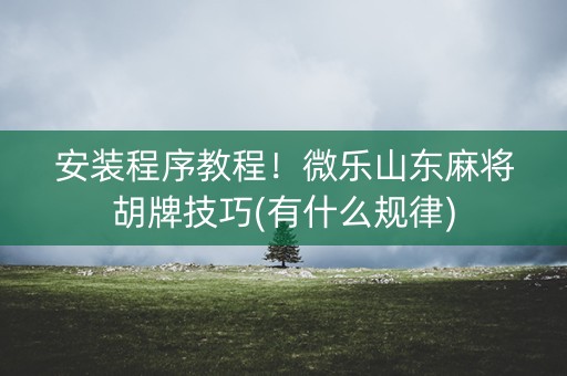 安装程序教程！微乐山东麻将胡牌技巧(有什么规律)