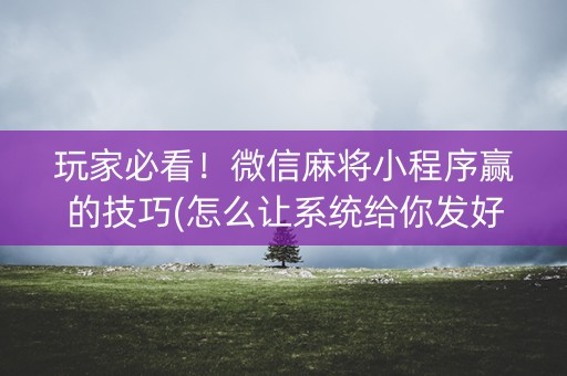 玩家必看！微信麻将小程序赢的技巧(怎么让系统给你发好牌)