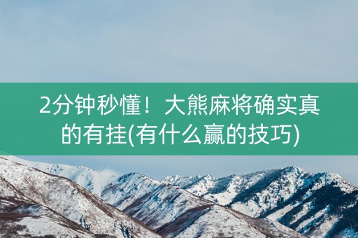 2分钟秒懂！大熊麻将确实真的有挂(有什么赢的技巧)