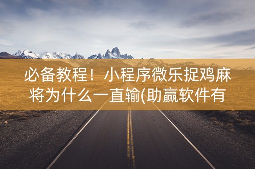 必备教程！小程序微乐捉鸡麻将为什么一直输(助赢软件有规律吗)