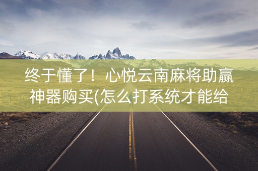 终于懂了！心悦云南麻将助赢神器购买(怎么打系统才能给好牌)