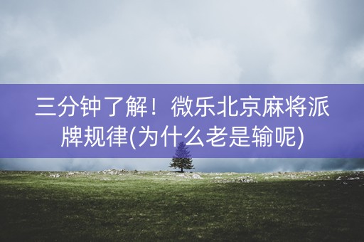 三分钟了解！微乐北京麻将派牌规律(为什么老是输呢)