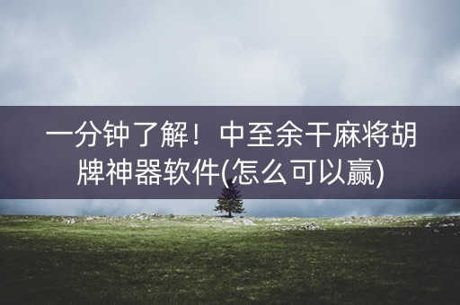 一分钟了解！中至余干麻将胡牌神器软件(怎么可以赢)