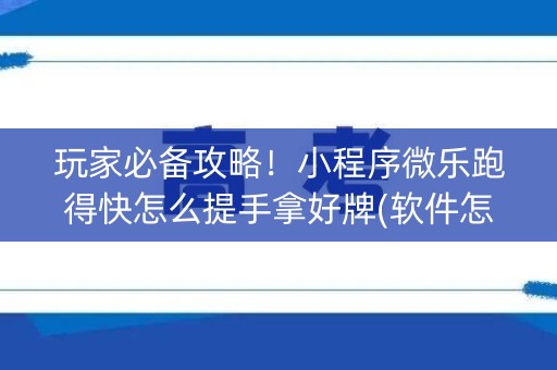 玩家必备攻略！小程序微乐跑得快怎么提手拿好牌(软件怎么打赢)