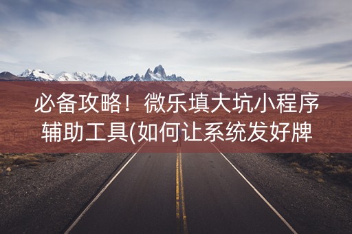 必备攻略！微乐填大坑小程序辅助工具(如何让系统发好牌)