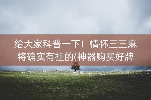 给大家科普一下！情怀三三麻将确实有挂的(神器购买好牌规律)