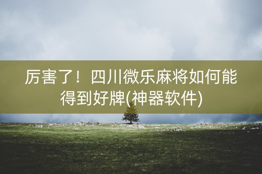 厉害了！四川微乐麻将如何能得到好牌(神器软件)