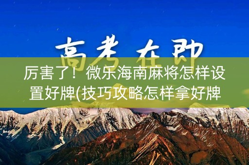 厉害了！微乐海南麻将怎样设置好牌(技巧攻略怎样拿好牌)