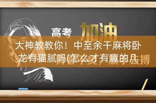 大神教教你！中至余干麻将卧龙有猫腻吗(怎么才有赢的几率)