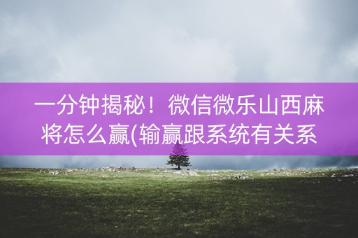 一分钟揭秘！微信微乐山西麻将怎么赢(输赢跟系统有关系吗)