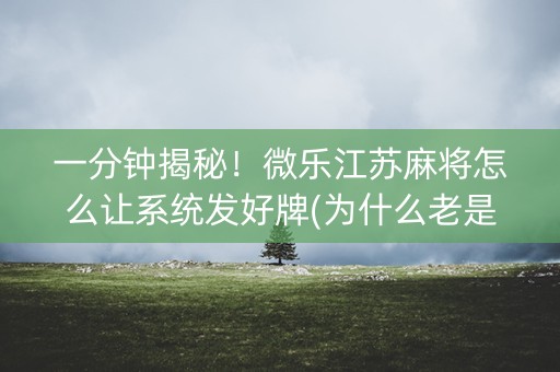 一分钟揭秘！微乐江苏麻将怎么让系统发好牌(为什么老是输)