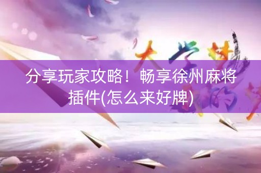 分享玩家攻略！畅享徐州麻将插件(怎么来好牌)