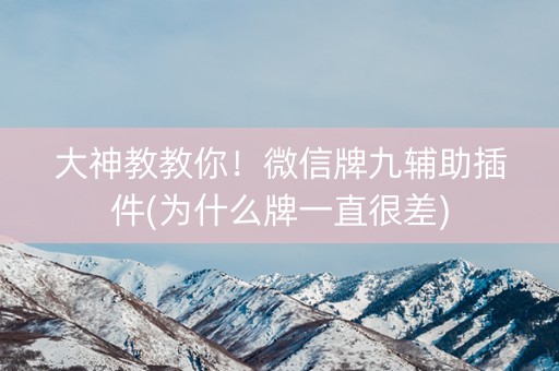 大神教教你！微信牌九辅助插件(为什么牌一直很差)