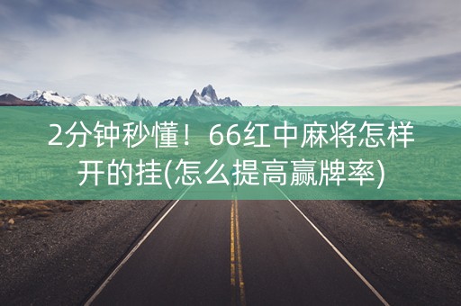 2分钟秒懂！66红中麻将怎样开的挂(怎么提高赢牌率)