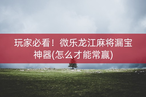 玩家必看！微乐龙江麻将漏宝神器(怎么才能常赢)