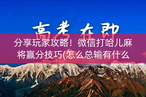 分享玩家攻略！微信打哈儿麻将赢分技巧(怎么总输有什么猫腻)