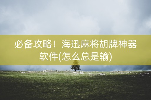 必备攻略！海迅麻将胡牌神器软件(怎么总是输)