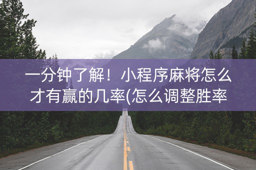 一分钟了解！小程序麻将怎么才有赢的几率(怎么调整胜率)