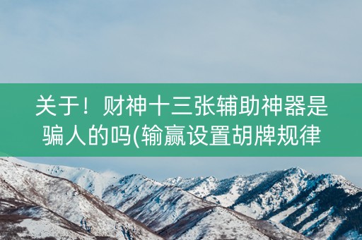 关于！财神十三张辅助神器是骗人的吗(输赢设置胡牌规律)