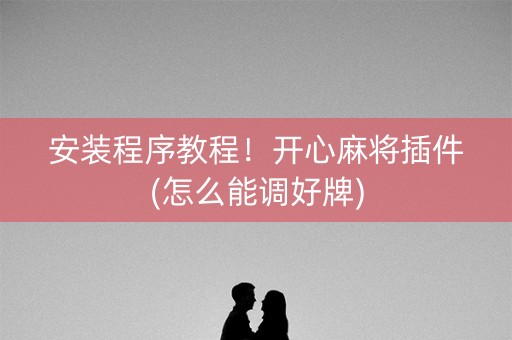 安装程序教程！开心麻将插件(怎么能调好牌)