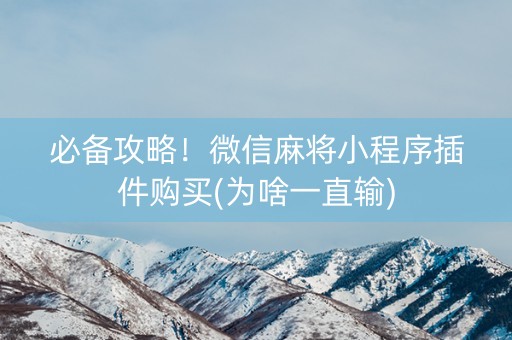 必备攻略！微信麻将小程序插件购买(为啥一直输)